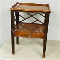 antique stand, lattice sides, drawer-12 x 18 x 25