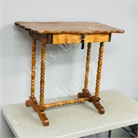 antique hall stand, spool legs, drawer  17 x 30"