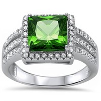 Princess Cut 5.50 ct Emerald & White Topaz Ring