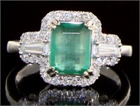 14kt Gold 2.76 ct Natural Emerald & Diamond Ring