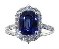 14K White Gold 3.25 ct Sapphire and Diamond Ring