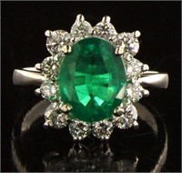 14kt Gold 4.12 ct Oval Emerald & Diamond Ring