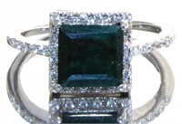 Princess Cut Natural 2.25 ct Emerald Ring