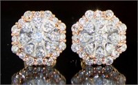 14kt Rose Gold Brilliant 1.00 ct Diamond Earrings