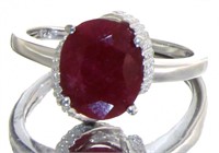 Oval 3.11 ct Natural Ruby & Diamond Ring