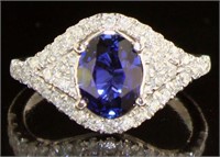 14kt White Gold 2.22 ct Sapphire & Diamond Ring