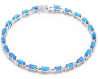 Oval Cut 6.50 ct Blue Opal Tennis Bracelet