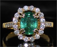 14kt Gold 2.36 ct Natural Emerald & Diamond Ring