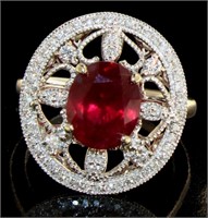 14kt Gold 4.48 ct Ruby & Diamond Ring
