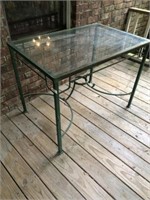 Vintage Iron / Glass Top Table (26" x 40" x 30" T)