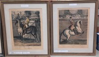 (2) Johann Elias Ridinger Framed Colored Engraving
