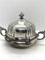 Antique Silver Plated Butter Bowl with lid