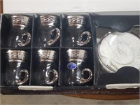 CZECH BOHEMIA CRYSTAL COFFEE AND TEA SETS.HB4c