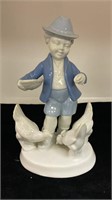 Gerold Porcelain Boy & Chickens Figurine