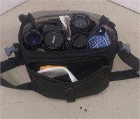 Large Lot of Camera Equipment in Bag