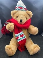 Lillian vernon wool teddy bear with scarf