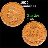 1905 Indian Cent 1c Grades Choice AU