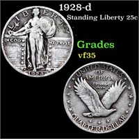 1928-d Standing Liberty Quarter 25c Grades vf++