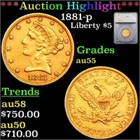 ***Auction Highlight*** 1881-p Gold Liberty Half E