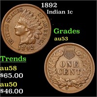 1892 Indian Cent 1c Grades Select AU