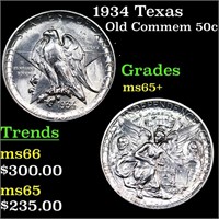 1934 Texas Old Commem Half Dollar 50c Grades GEM+