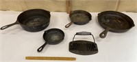 Cast iron pans & press - 1 Wagner & Griswold -