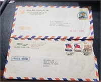 2 Envelopes w/stamps from Taiwan to CA 1980s.1S 8