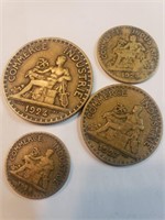 4 Coins FRANCE,50 centimes(2),1Franc,2Francs,CB4N