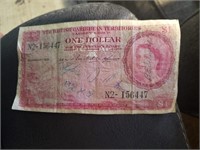 BRITISH CARIBBEAN TERRITORIES P.7b $1 3 Jan1955