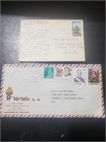 Envelope and postcard  with stamps, 1S 19