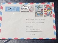 Envelope W/Stamps From Ceskoslovenko to CA