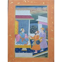 Old Udaipur School Miniature Painting Of A King &