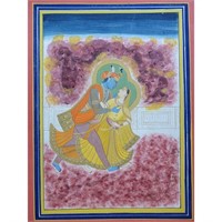 Indian Jodhpur School Painting Of Radha & Krishna
