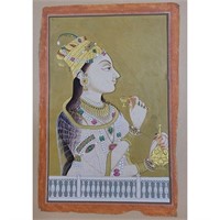 Indian Jodhpur School Painting Of A Princess