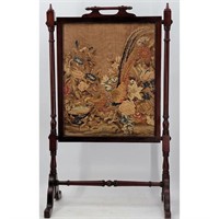 Antique Needlepoint Tapestry Fireplace Screen 19t