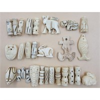 Grouping Of Antique Hand Carved Beads And Fetish