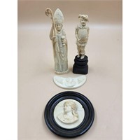 Grouping Of 4 Carved Figures & Plaques 19th C , A