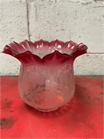 Etched Ruby Glass Shade -