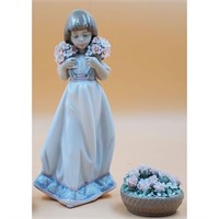 Lladro Porcelain Sculptures w/ Flowers
