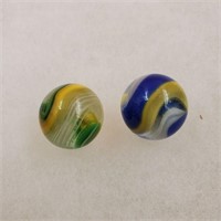 Marbles: Pair of  Akro Popeye Corkscrews, 17.2mm