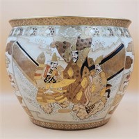 Vintage Asian Japanese Porcelain Satsuma Fish Bow