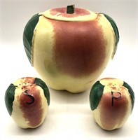 Hull Blushing Apple Large Cookie Jar w/S&P Shakers