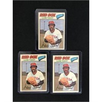 Three 1977 Topps Luis Tiant Cloth Cards