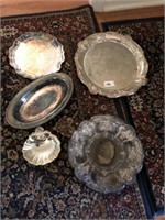 Silver Plate Serving Platters / Bowls (5)