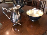 Silver Plate Pitcher & Bowl