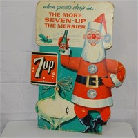 VINTAGE 7up COUNTER STAND-UP CHRISTMAS SIGN 1965
