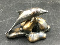 Designer Sterling Dolphin on Bronze Base