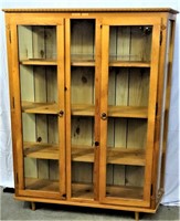 PINE CHINA CABINET  GLASS FRONT AND SIDES
