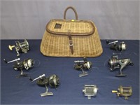 WILLOW FISHING CREEL & 8 REELS: