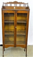 FOLDING OAK BOOKCASE GLASS DOOR GALLARY AT THE TOP
